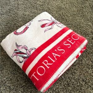 Victoria's Secret Red and Cream Plush Blanket
